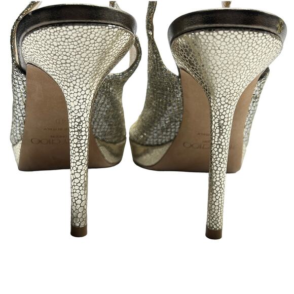 Jimmy Choo Nova Gold Glitter Slingback Heels Sz 40 (US 9) - Picture 8 of 14